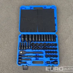 Unused 2026 Boss 1/2" 50pc Pneumatic Socket Set, 3" 5" and 10" Connecting Rod, 1/2 " Universal Joint, 1/2" 3/4" Adaptor, 72mm Coupling Bar, 1/2" Ratch