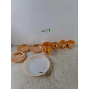 Fire King (3) Small Plates, (1) Large Plate, (3) Cups, (1) Pouring Cup, (1) Chalice
