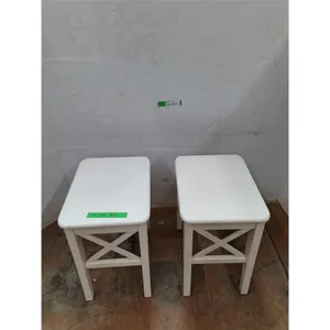 *(2) White Wood Stools/Tables As-Is No Shipping