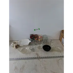 Assorted Cups, Galleon Ware Mug, Mini A&W Mugs, Square Candy Jar, etc.
