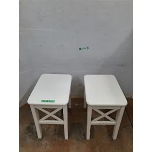 *(2) White Wood Stools/Tables As-Is No Shipping