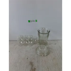 Glassware (7) Cups, (1) Vase with Lid
