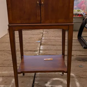 Wooden Cabinet with Double Doors and Shelf, 37 Inches Tall