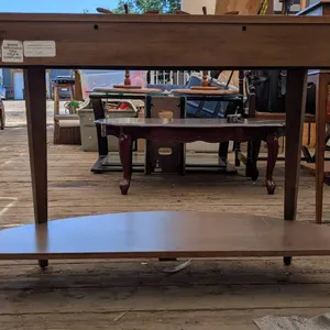 Ethan Allen Wooden Console Table With Demilune Design