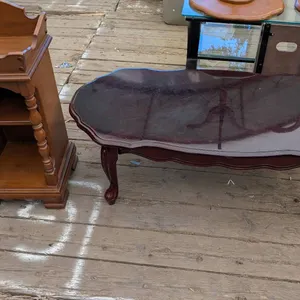Matching Coffee and Side Table Set with Carved Details