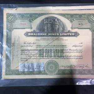 Bralorne Mines 25 Share Certificate and Stamp