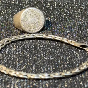 .925 Silver Bracelet and Mayan Calendar Signet Ring