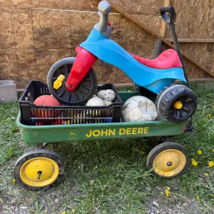 John Deere Wagon with Tyke Trike and Assorted Balls
