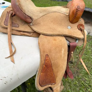 Mini Pony Saddle With Suede Finish and Tooled Leather Accents