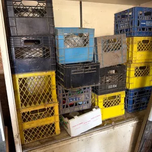 Cabinet with Milk Crates for Storage