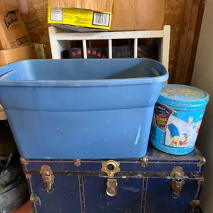 Metal Trunk, Sporting Goods, and Miscellaneous Items
