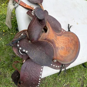 Miniature Pony Saddle with Tooled Leather