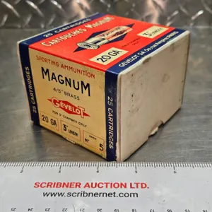 AMMO : Gevelot : Magnum : 20ga 3" (#5 Shot) (Vintage) (1 Box of 25 Rnds TOTAL) (Unopened - Factory S