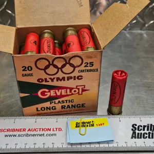 AMMO : Gevelot : Olympic : 20ga 2-3/4" (1oz : #4 Shot) (Vintage)  (1 Box of 25 Rnds TOTAL)