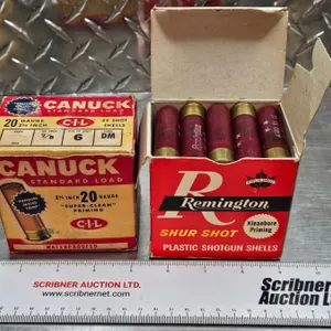 AMMO : 20ga 2-3/4" : Remington Sure Shot & CIL Canuck (Vintage) (2 Boxes of 25 Rnds) (50 Rnds TOTAL)
