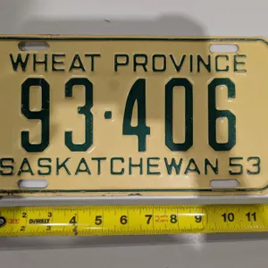 Vintage Sask License Plate 53' 93-406