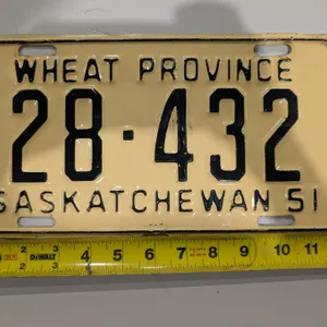 Vintage Sask License Plate 51' 28-432