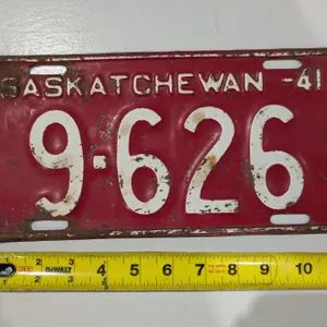 Vintage Sask License Plate 41' 9-626