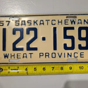 Vintage Sask License Plate 57' 122-159