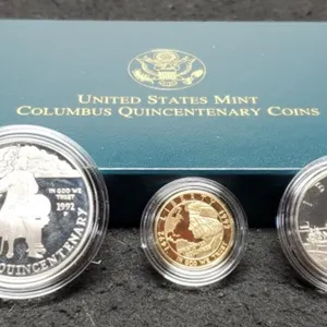 1992 3 Coin Comm. Proof Set "Columbus" w/