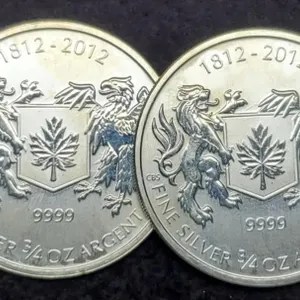 (2) 3/4 Oz. 9999 Silver Canada 1812-2012