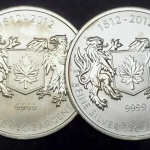 (2) 3/4 Oz. 9999 Silver Canada 1812-2012