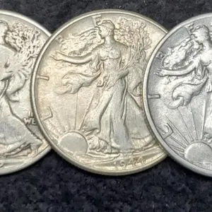 (3) W. Liberty Half Dollars: 1942, 44, 45-D