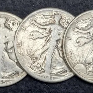 (3) W. Liberty Half Dollars: 1941, 43, 45