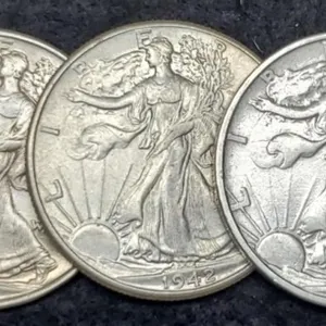 (3) W. Liberty Half Dollars: 1940-S, 42, 43