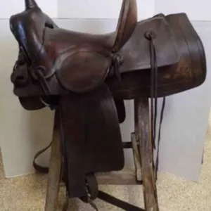 Adult's Antique Half-Seat Western Leather Saddle