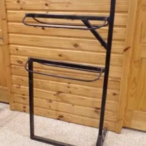 Vintage 64½" x 29" Black Metal 3-Tier Saddle Rack