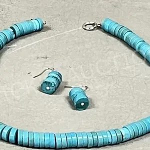 Turquoise bead necklace & earrings