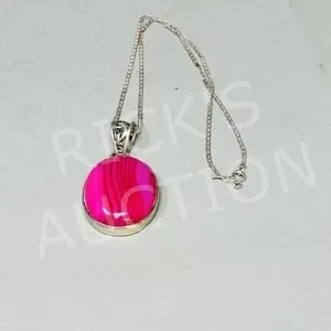 Pink Agate pendant & sterling chain