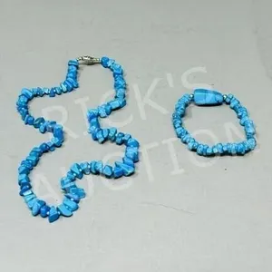 Turquoise beaded necklace w/ 925 silver clasp