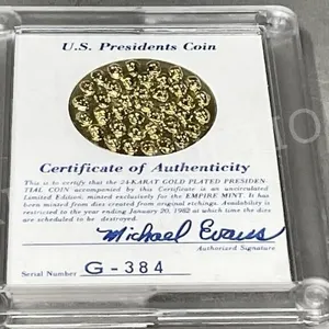 USA Presidents coin - 24k gold plated w/ cert.