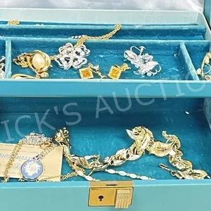 vintage jewelry box & contents