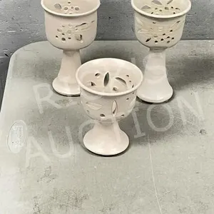 3 Pottery candle holders - 5", 6.5" & 7" tall