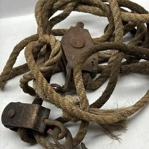 Antique Block and tackle cast-iron and rope
