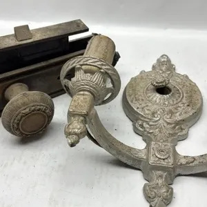 Antique brass door knob and wall sconce lot