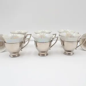 6 OHIO Art Company Lustreware Tea Cups