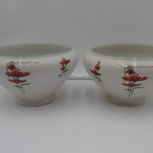 2 Royal Rochester Fraunfelter Red Poppy Pedestal Vases