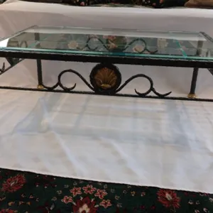 Glass Topped Brass and Metal Table III