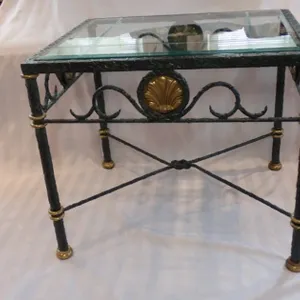Glass Topped Brass and Metal Table I