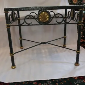 Glass Topped Brass and Metal Table II