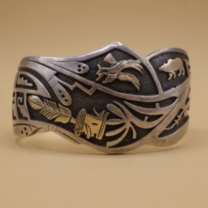 Signed Sterling Silver/14K Gold Bracelet