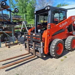 Kubota SSV65 Skid Loader, 508 Hours on Meter, Cab with AC, Serial 55006, Includes Fork Attachment and Virnig Bucket