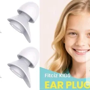 New 2-Pack GREY Size XS (Kid Size) FITCIZ Reusable Silicone Noise Reducing Ear Plugs for Concerts, Music Venues, Carnivals, Airplanes, Loud Environmen