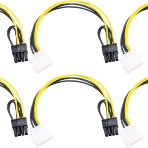 6 New Molex to Graphics Card Power Cables, Molex IDE LP4 4-Pin Male to PCI Express 8-Pin (6+2) Male Adapter Converter Cable for Computer Power Supply 