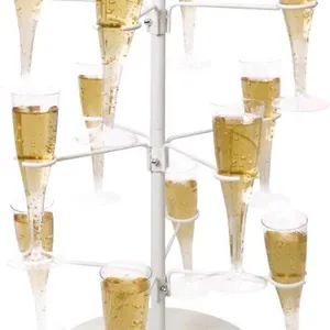 New Midland Cocktail Tree Stand, Wine Glass Flight Tasting Display For Drinks, 3 Tier - 12 Holders For Champagne, Cocktails, Martini, Margarita Cups a