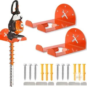 New Upgraded Trimmer Rack Wall Mount - 8" Heavy Duty Weed Eater Hanger for Garage Wall, Garden Power Tool Holder Organizer Hooks for Grass Trimmer, He